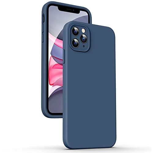 Image of Supdeal Liquid Silicone Case for iPhone 11 Pro, [Flat Edge Design] [Camera Protection] [Anti Fingerprint] 4 Layers Protect Scratch Proof Anti Drop Microfiber Phone Cover, 5.8", Dark Blue