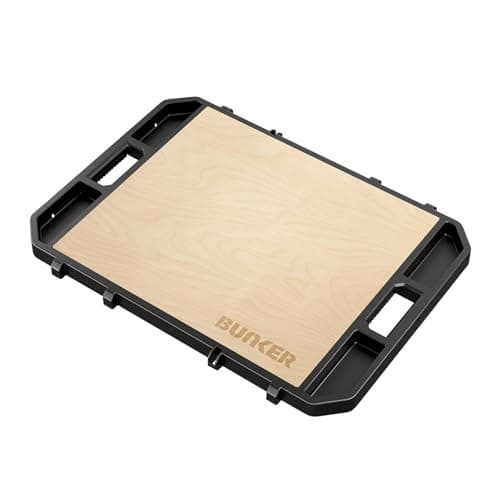 Image of BUNKER Load-Up Stacking Worktop - 12mm FSC Plywood with Stainless Steel Coating, Heavy-Duty Impact-Resistant Frame, Carry Handle & Storage bins, Modular Tool Storage System