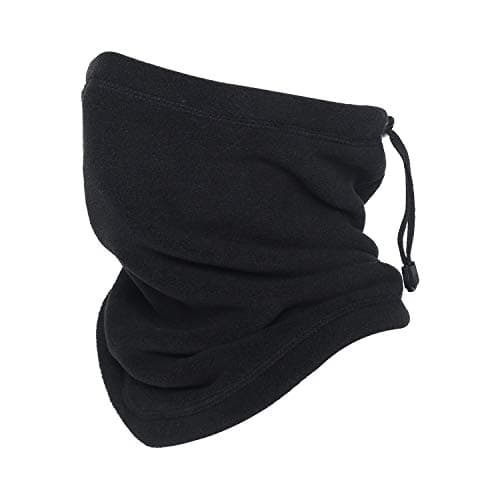 Image of Oscenny Snood Adjustable Drawstring High Density Thick Warm Windproof Anti-Static Polar Fleece Neck Warmer Stretch Washable for Chilly Cold Weather for Men Women Skiing Cycling Motorcycle(Black)