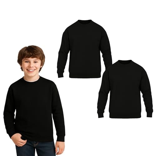Image of Gift Hub Sweatshirt For Boys & Girls – Christmas Jumper for Kids, Soft Poly Cotton, Warm, Durable & Comfortable Unisex Crew Neck Top – Pullover for School, Sports & Casual Wear – Black 2 Pack (9-11)