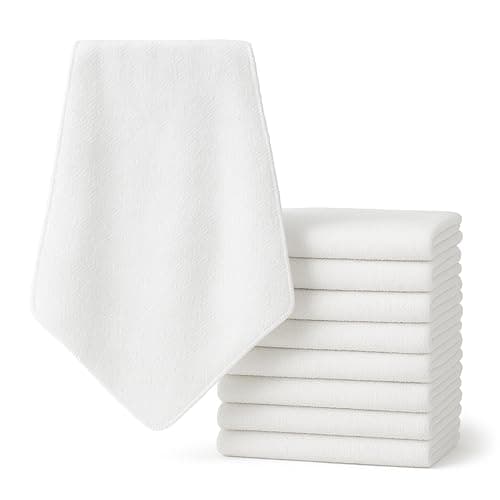 Image of Soft Baby Terry Towelling Nappies-Diapers 100% Ring Spun Cotton Supreme Quality | Burp Cloths Baby Essentials for Newborn Reusable Wipes | Baby Wash Cloth 60x60cm Pack of 12, White.