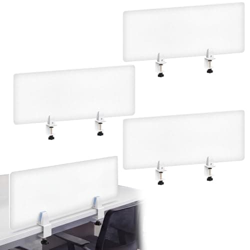 Image of Tatuo 4 Pcs Acrylic Desk Dividers Partition 47.2''L x 15.8W'' Frosted Privacy Protective Panel Distractions Reducing with Adjustable Universal Base for Offices Schools Reception Area Call Centers