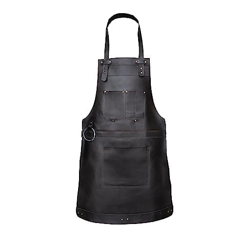 Image of Leathershire Dark Brown Full Grain Leather Apron Butcher -Cook -BBQ -Cooking - Wood work - Cheff - BBq Grill Gift (Chocolate Brown-14)