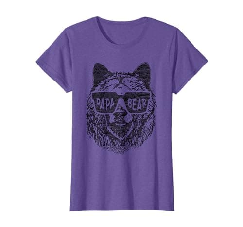Image of Cool Papa Bear With Sunglasses Fun Daddy Retro Father's Day T-Shirt