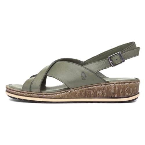 Image of Hush Puppies Ladies Elena Cross Over Wedge Sandal, Olive, 7
