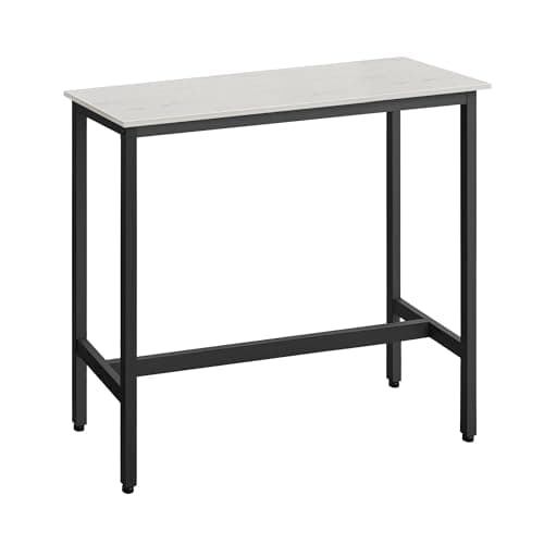 Image of VASAGLE Bar Table, Kitchen Table, Pub Dining High Table, Sturdy Steel Frame, 40 x 100 x 90 cm, Easy Assembly, Industrial Design, Rustic White and Ink Black LBT010B73