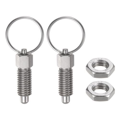 Image of sourcing map 2Pcs Spring Plunger with Pull Ring M10x1.5 Thread Size 0.79" Thread Length Pin Dia.6mm Round Head Stainless Steel Non-Locking Retractable Index Plunger for Industrial Equipment