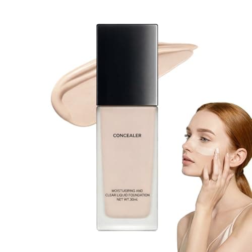 Image of Moisturising Full Coverage Liquid Foundation & Concealer for Mature Skin - 30ml Hydrating Matte Finish, Long Lasting Waterproof & Oil Control, Lightweight Creamy Formula, Light Beige Shade