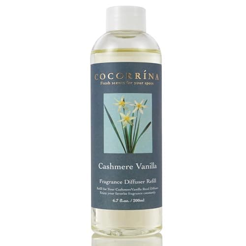 Image of COCORRÍNA Reed Diffuser Refill 200ml, Cashmere Vanilla, Long-lasting Fragrance with Natural Essential Oils, Home Fragrance for Living room, Bedroom and Bathroom