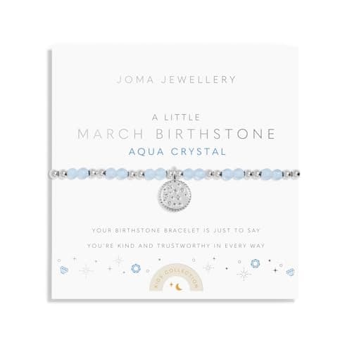 Image of Joma Jewellery CHILDREN'S BIRTHSTONE A LITTLE MARCH | Silver Plated 15.5cm Stretch Bracelet stretch