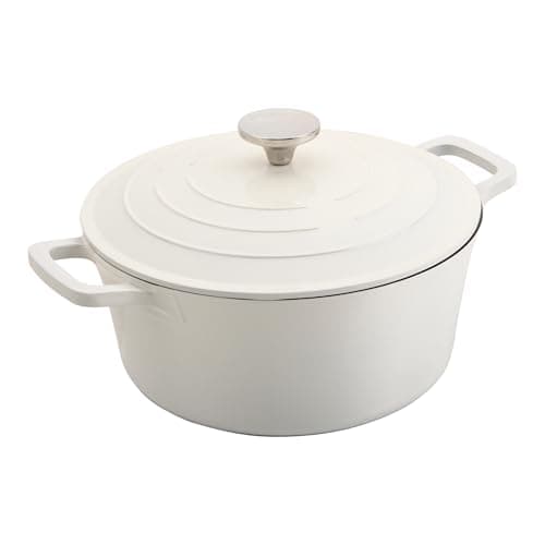 Image of Commichef XR-724CR 24cm Cast Aluminium Round Casserole Dish, Suitable for Oven and All Types of Hob, Perfect for Stews and Casseroles, Cream