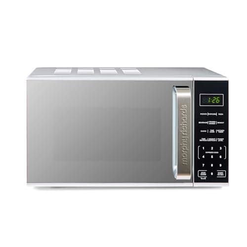 Image of Morphy Richards Digital Microwave with Mirror Glass Door, 20L, Compact, Express Cook, 11 Power Levels, Touch Control, Reheat & Defrost Modes, Glass Turntable, Easy Clean, 800W, Silver, 511442