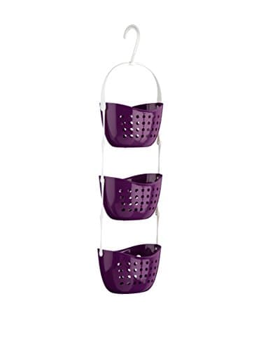 Image of Premier Housewares 1601486 3-Tier Shower Caddy / Shelf Purple Small Storage Baskets / Hanging Organiser Plastic Bathroom Caddy / Shower Organiser 23 x 17 x 83
