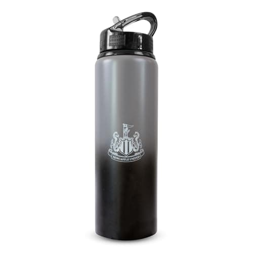 Image of Hy-Pro Officially Licensed Newcastle United F.C. Aluminium Water Bottle - 750ml, Fade Design, Matt, Intergrated Folding Straw, Leakproof, Lightweight