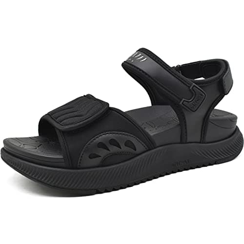 Image of ONCAI Walking Sandals Womens,Arch Support Hiking Sandals with Orthotic Outdoor Footbed for Plantar Fasciitis,Water Athletic Platform Sandalias Mujer with 3 Adjustable Strap Black Size 4
