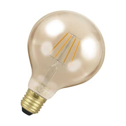 Image of Crompton Lamps Filament Globe LED Light Bulb ES-E27 | 4.5W = 35W Equivalent | Extra Warm White 2200K | Energy Efficient | Edison Screw Lightbulb | Antique Bronze Glass | Dimmable