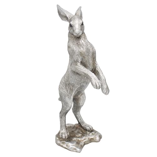 Image of The Leonardo Collection Reflections Silver Standing Hare Figurine For Home & Office | Home Decor Ornaments Gift For Women & Men | Beautiful Figurine For Indoor & Outdoor | Living Room Decor Ornaments