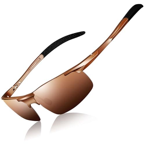Image of DADA-PRO Polarised Sunglasses Men Running Wrap Around Golf Driving Sports Cycling Sun Glasses UK - UV Protection Designer Shades Glassesfor Fishing Hiking(Brown Frame/Brown Lens)