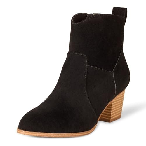 Image of Amazon Essentials Women's Western Cowboy Ankle Boots with Stacked Heel, Black, 5 UK