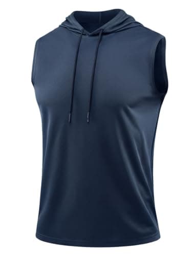 Image of X-thud Men Quick Dry Hoodie Shirts Long Sleeve Bodybuilding Cycling Exercising Training Sports Hoodies Navy Blue XL