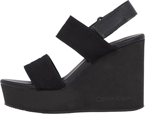 Image of Calvin Klein CK JEANS Women WEDGE SANDAL WEBBING IN YW0YW01790 Wedge Sandals, Black, 6.5 UK