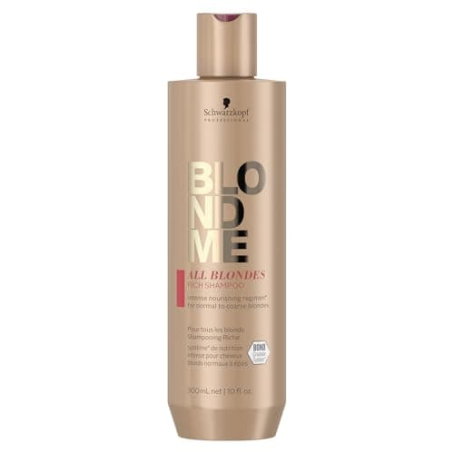 Image of Schwarzkopf Professional BLONDME All Blondes Rich Shampoo For Colored Lighthened Bleached Hair 3D Bond Creation Technology Cashmere Protein Complex Smoothes The Cuticle Nourishing Cleansing 300 ml