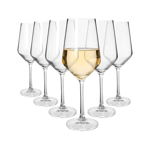 Image of Argon Tableware Soho Crystal White Wine Glasses 420ml - Pack of 6, Lead-Free Crystal Wine Glass Set, Modern Angular Tulip Bowl, Durable Pulled Stem, Gift Boxed Glassware for Home & Bar