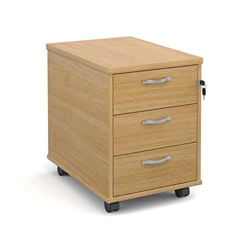 Image of DAMS 3 Drawer Mobile Pedestal, Wood, Oak
