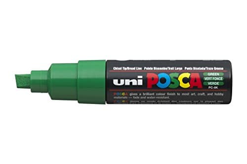 Image of Uni Posca Marker PC-8K Paint Glass Pen Broad Chisel Tip 8.00mm Green