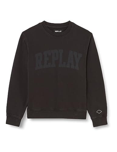 Image of REPLAY Men's Sweatshirt with Logo without Hood, Blackboard 099 (Black), XXL