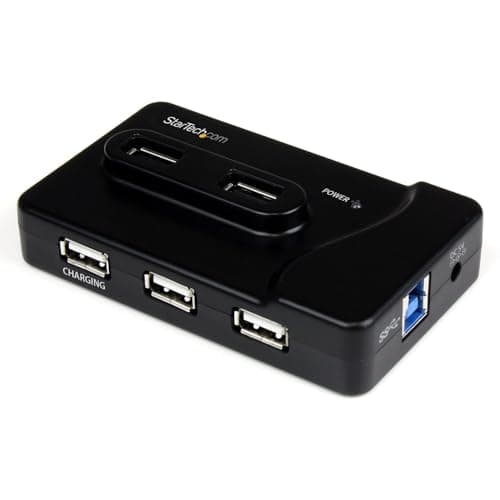 Image of StarTech.com 7 Port USB Hub - 2 x USB 3A, 4 x USB 2A, 1 x Dedicated Charging Port - Multi Port Powered USB Hub with 20W Power Adapter (ST7320USBC)