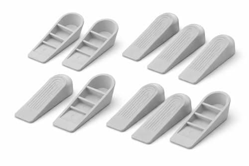 Image of Grey Door Stopper Pack of 3 Heavy Duty Rubber Door Wedges – Non Slip Anti-Skid Floor Door Stops for Carpet Tile Wood Concrete Surfaces – Durable Door Stop for Home Office Classroom Hotel Pet Friendly