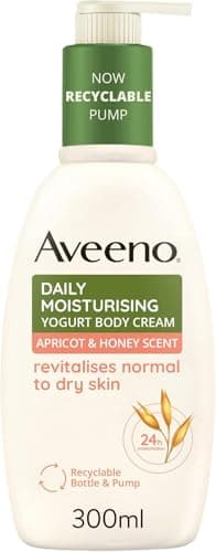 Image of Aveeno Daily Moisturising Yogurt Body Cream, Apricot & Honey Scent, With Nourishing Oat & Greek Yogurt, 24-Hour Moisturisation, Suitable for Dry, Sensitive Skin, Rich Creamy Formula, 300ml