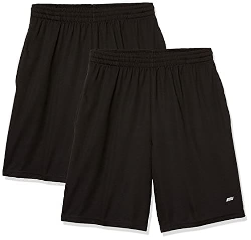 Image of Amazon Essentials Men's Athletic Basketball Gym, Performance Tech Loose-Fit Training Shorts, Pack of 2, Black, L