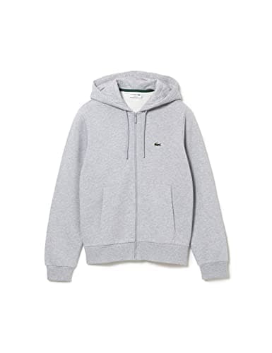 Image of Lacoste Mens Zip Basic Fleece Hoodie Grey XXL