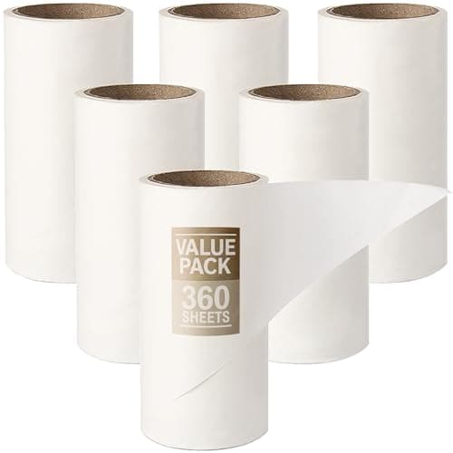 Image of 360 Sheets Lint Roller Refills - Pack of 6 Replacement Sheets for Dust Cleaning