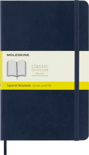 Image of Moleskine Classic Notebook, Notebook With Squared Pages, Soft Cover and Elastic Closure, Sapphire Blue, Large, 13 x 21 cm, 192 Pages