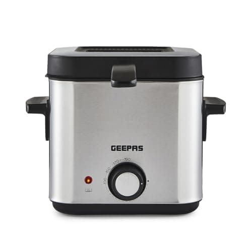 Image of GEEPAS Deep Fat Fryer – Adjustable Thermostat, Viewing Window, Cool-Touch Handle, Non-Stick Inner Pot, Indicator Light and Compact to Family-Size Options (1.5L)
