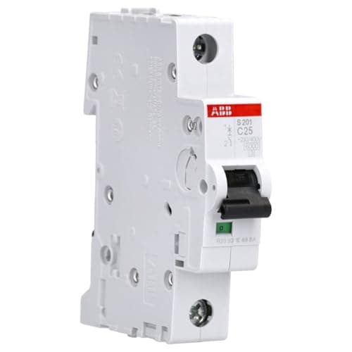 Image of ABB S201-C25 Miniature Circuit Breaker, 1 Pole, Type C, 6/10kA Breaking Capacity, 25 Amp Current (2CDS251001R0254)