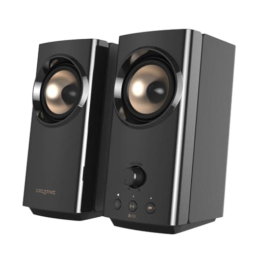 Image of CREATIVE T60 2.0 Compact Hi-Fi Desktop Speakers with Clear Dialog and Surround by Sound Blaster, SmartComms Kit, USB-C Audio, Mic and Headset Ports, Bluetooth 5.0