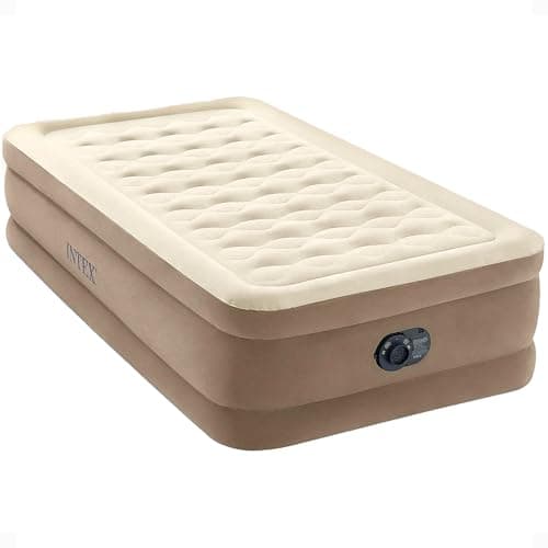 Image of INTEX Dura-Beam Deluxe Ultra Plush Fiber-Tech Airbed - Built-in Electric Pump - 18" Bed Height - 300lbs Weight Capacity - Single Bed