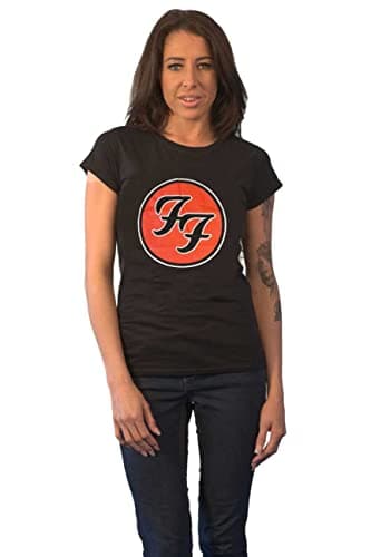 Image of Foo Fighters T Shirt FF Band Logo Official Womens Skinny Fit Black M