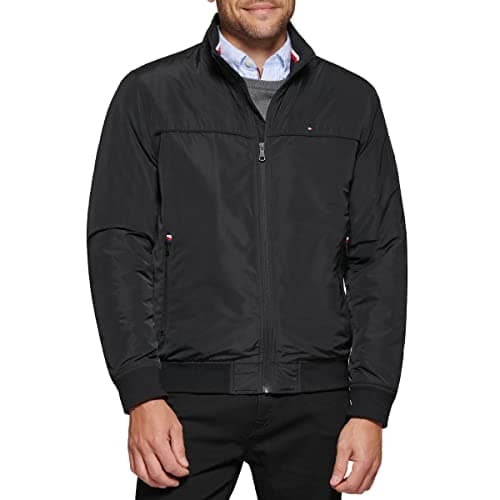 Image of Tommy Hilfiger Men's Performance Faux Memory Bomber Jacket, Black Filled, S
