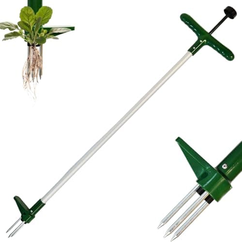 Image of Armo® Handheld Weed Puller Long Handle Garden Weeding Tool With 3 Claws Weed Root Puller Grabber 100CM, Black And Green