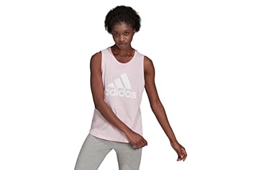 Image of adidas Women's Essentials Big Logo Tank Top, Clear Pink/White, XS