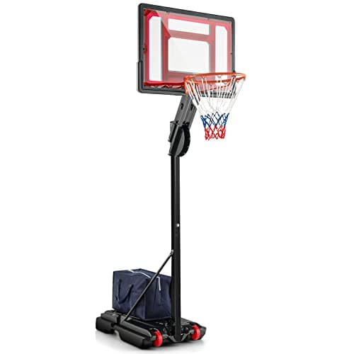 Image of COSTWAY 10ft Basketball Backboard Hoop Net Set, Indoor/Outdoor 1.05M-2.6M Height Adjustable Basketball Stand with Wheels, Weighted Bag, for Kids, Junior and Adult