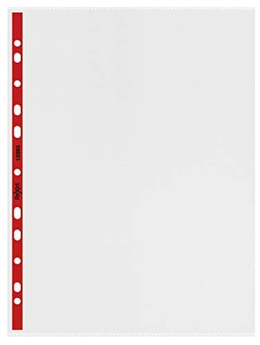Image of Rexel Quality Foolscap Pockets with Red Spine, Extra Capacity, Left Opening, Embossed, Pack of 25, 12263