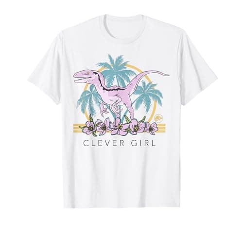 Image of Jurassic World Raptor Clever Girl Floral Portrait T-Shirt