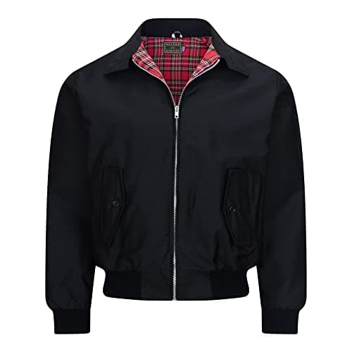 Image of WALKER AND HAWKES - Men's Black Classic Harrington Sports Smart Casual Spring Jacket - Black - Large