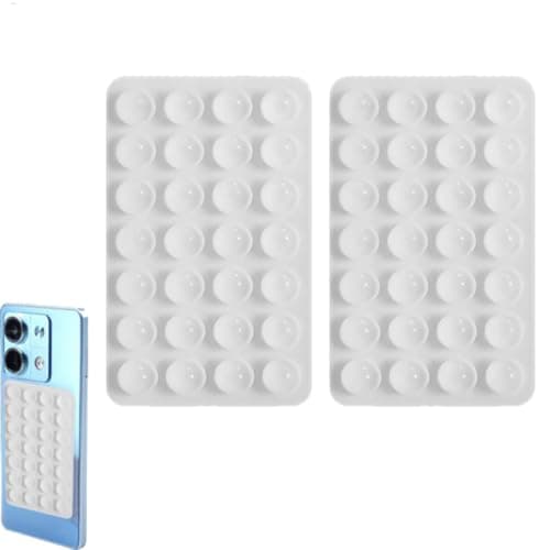 Image of 2pcs Silicone Phone Suction Pad | Non Slip Su-ction P-hone Holder | Multi-Function Cell Ph- Suct-ion Cups | Double Sided Strong Suc-tion Pho-ne Case Mount for Selfies & for All Cell Phon-e Models